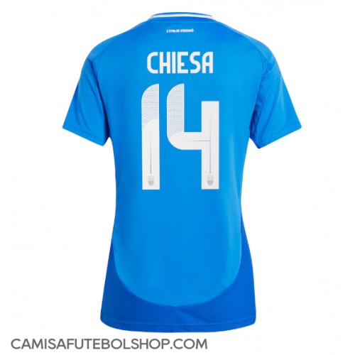 Camisa de time de futebol Itália Federico Chiesa #14 Replicas 1º Equipamento Feminina Europeu 2024 Manga Curta